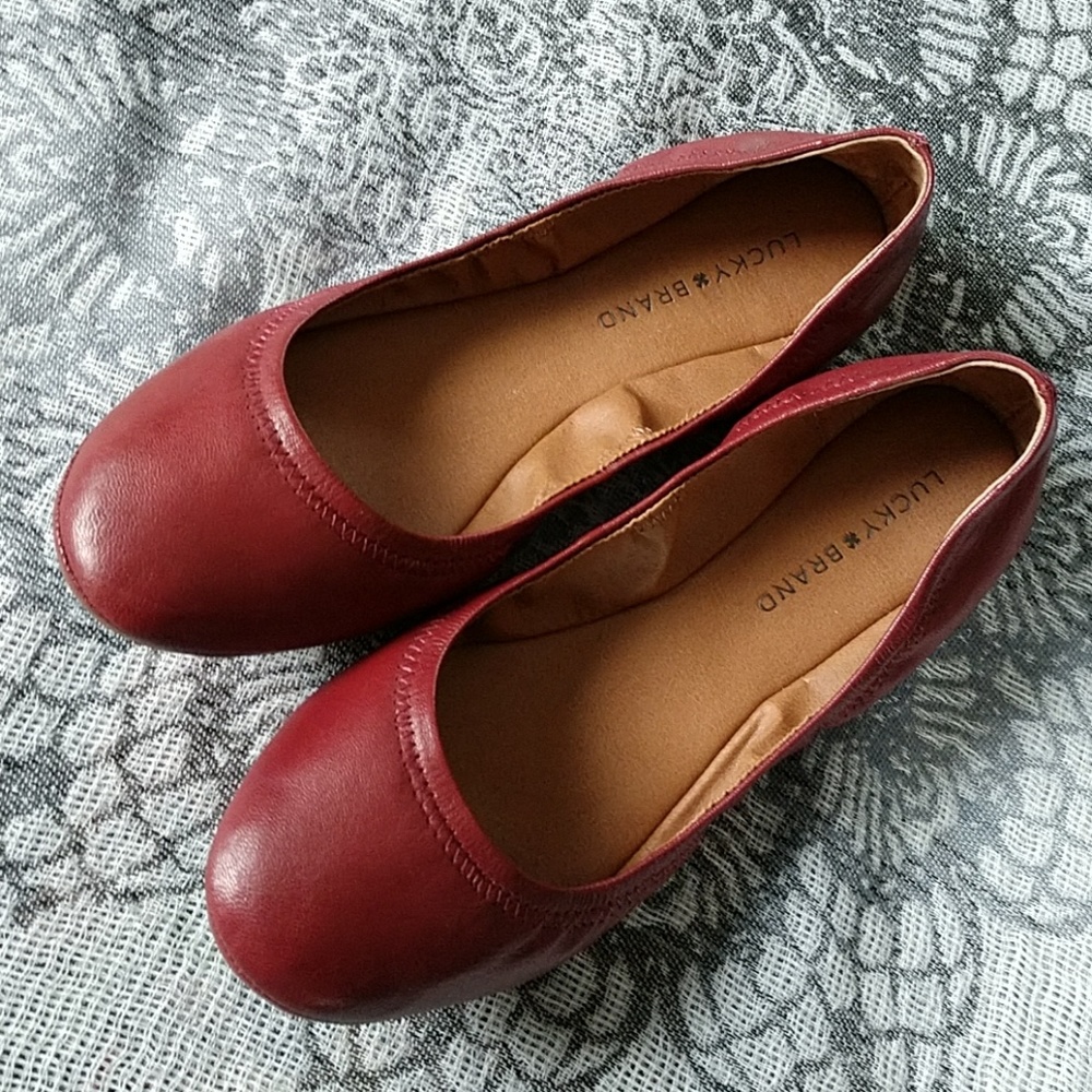 Leather Lucky Brand Emmie Red Flats